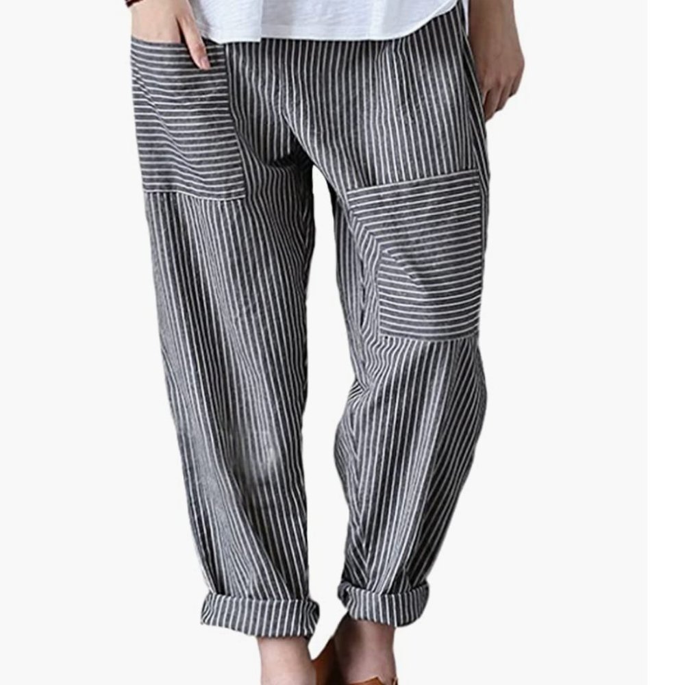 Mordenmiss Women's Casual Cotton Linen Pant w/Unique Pockets